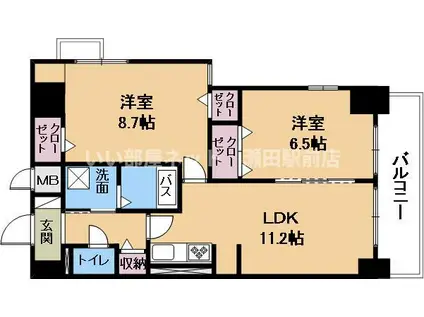 ヒラソル 瀬田(2LDK/5階)の間取り写真