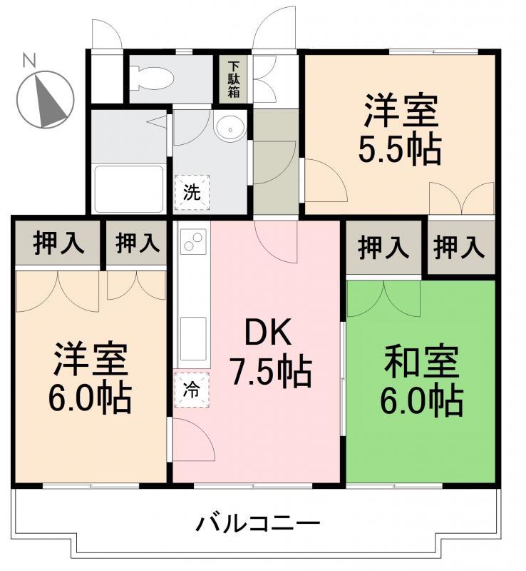 モアグローリーA・B(3DK/3階)の間取り写真