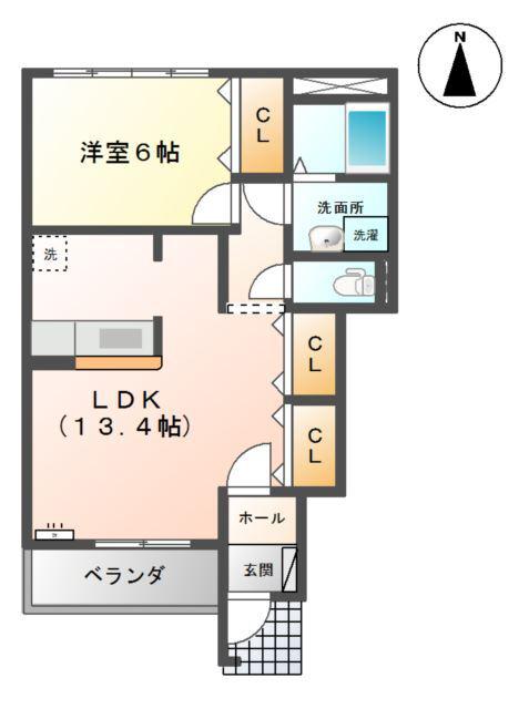 リバージュ中町(1LDK/1階)の間取り写真