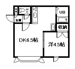 ウィーブ(1DK/1階)の間取り写真