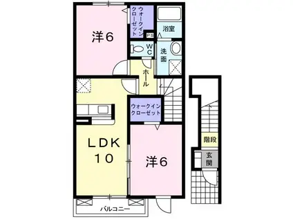 クラールIII(2LDK/2階)の間取り写真