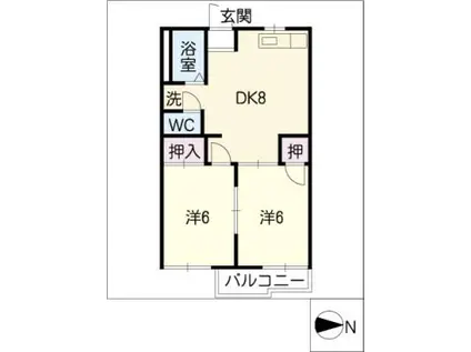 MENAGE・マスダ(2DK/2階)の間取り写真