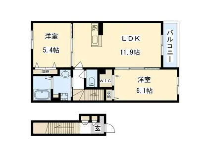 シャーメゾン ドゥース(2LDK/2階)の間取り写真
