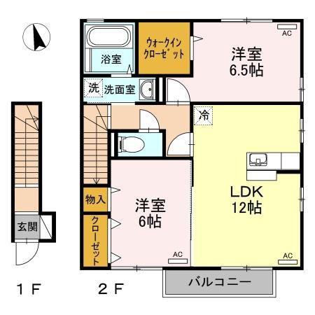 バリュアブル E棟(2LDK/2階)の間取り写真