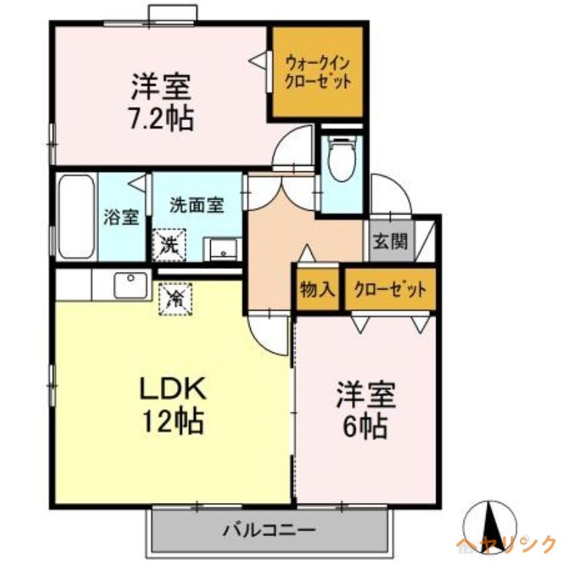 CASA RIVIERE(2LDK/2階)の間取り写真