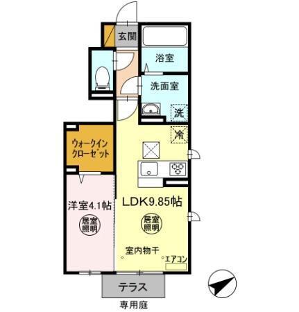 DEPARTUREII(1LDK/1階)の間取り写真