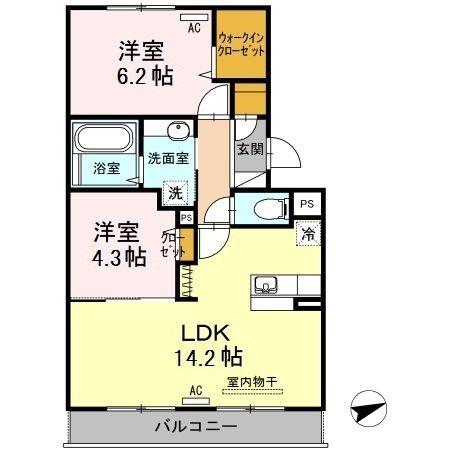 ブランネージュB(2LDK/3階)の間取り写真