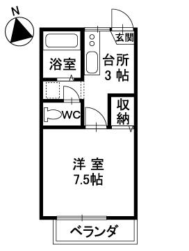 フレグランスあずさ(1K/2階)の間取り写真