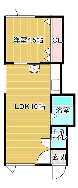 天都山ホワイトハイツ(1LDK/1階)の間取り写真