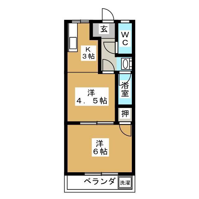 スカイハイツ(1DK/2階)の間取り写真