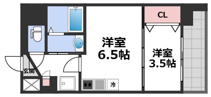 CREST TAPP 天王寺イースト(1DK/8階)の間取り写真