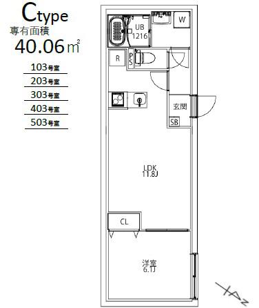 MAXIV CITY文京小石川(1LDK/2階)の間取り写真