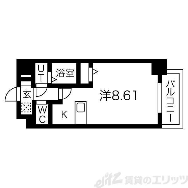 ロイス南茨木(1K/1階)の間取り写真