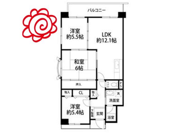 カサ・ブリジャンテ(3LDK/2階)の間取り写真