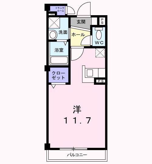 メゾングラシュII(ワンルーム/3階)の間取り写真