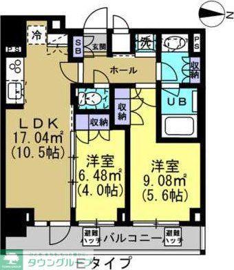 ルーラル二十四番館(2LDK/9階)の間取り写真
