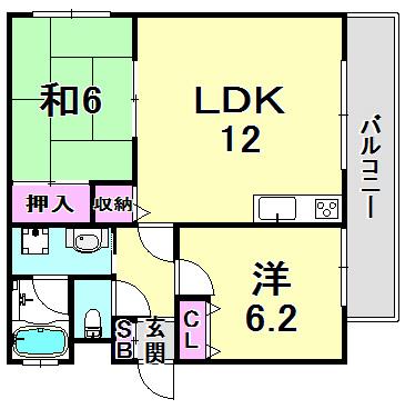 夙川大谷ハウス(2LDK/3階)の間取り写真