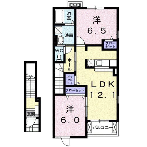 カーサベルデ(2LDK/2階)の間取り写真