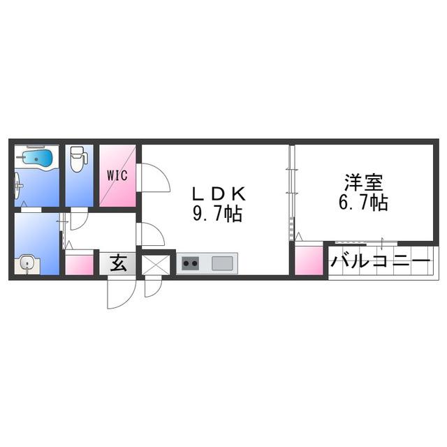 フジパレス市駅東II番館(1LDK/2階)の間取り写真