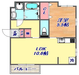 ベラフォレスタ(1LDK/2階)の間取り写真