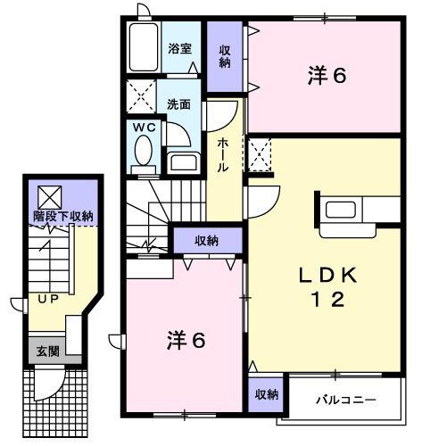 サンパレスII(2LDK/2階)の間取り写真
