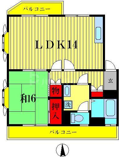 第二ファミーユ白木(1LDK/2階)の間取り写真