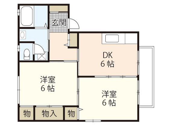 フローラル東岡山C(2DK/2階)の間取り写真