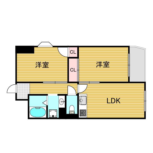 サンキライフ白遙(2LDK/6階)の間取り写真