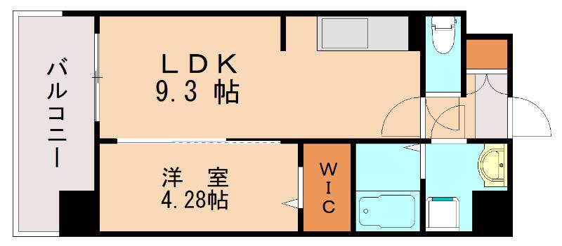モダンパラッツォ博多RIVAI(1LDK/6階)の間取り写真
