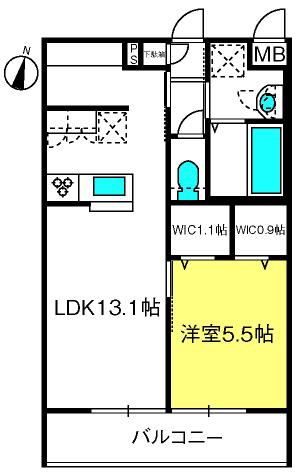ジャルダンヴェール(1LDK/4階)の間取り写真
