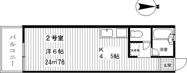 コーポナツミ(ワンルーム/2階)の間取り写真