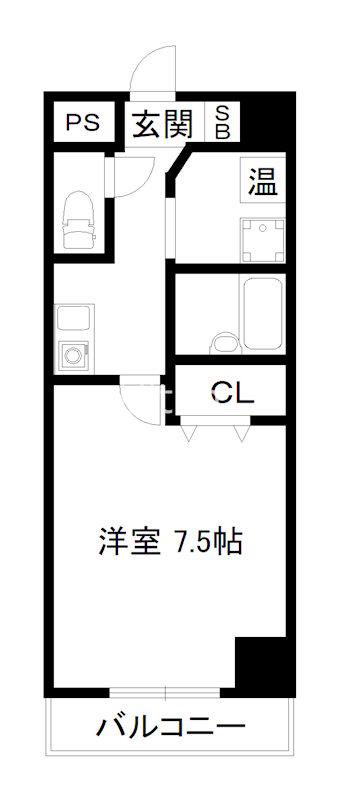 ウィズ高辻通(1K/3階)の間取り写真