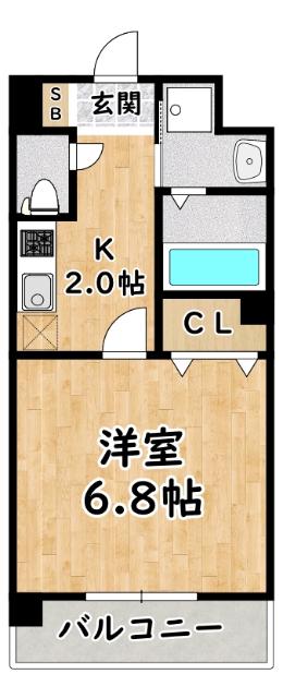 ファーストエフレシア姫里(1K/4階)の間取り写真