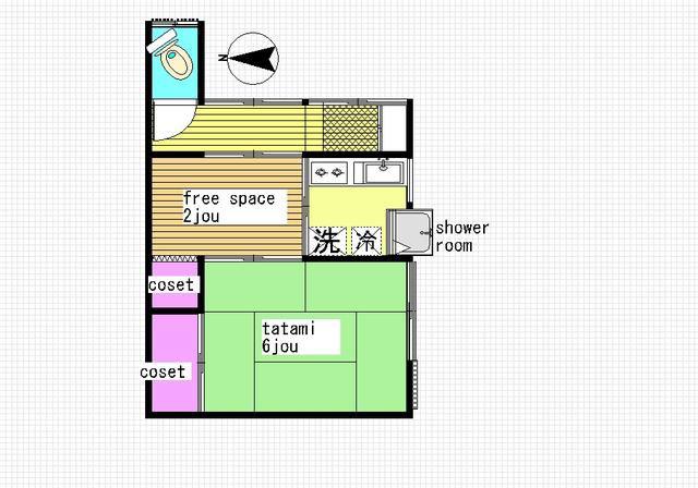 長谷川荘(2K/1階)の間取り写真