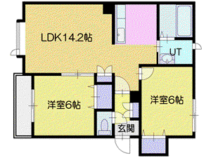 ノースフラットIII(2LDK/1階)の間取り写真