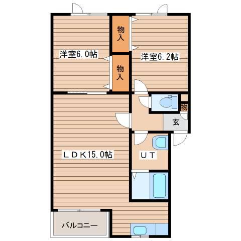 ソレイユ(2LDK/2階)の間取り写真