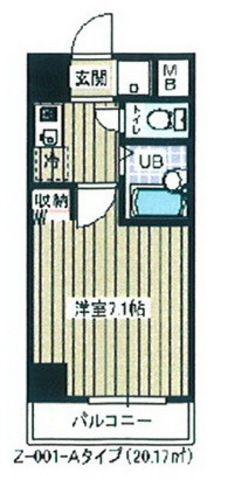 プライムアーバン住吉(1K/9階)の間取り写真
