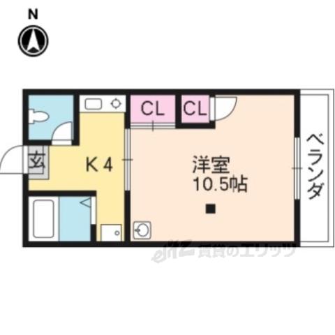 グリーンハイツ紫野(1K/2階)の間取り写真