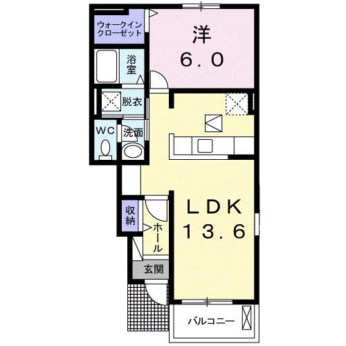 リアン国府台(1LDK/1階)の間取り写真