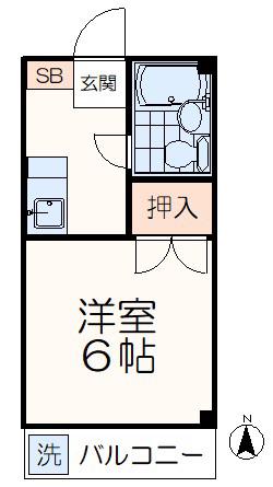 ひまわりハイム(1K/1階)の間取り写真