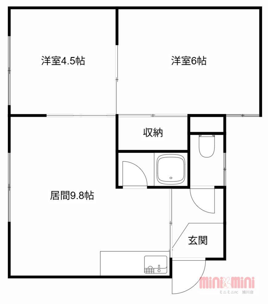 フォーセブンマンション(2DK/1階)の間取り写真