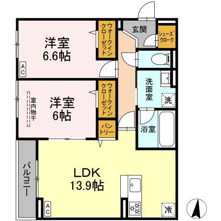 D PAINA 子母口 II(2LDK/3階)の間取り写真