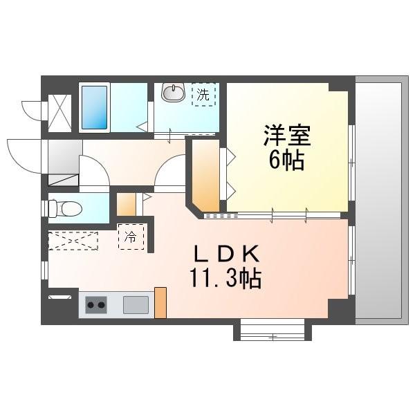 ラ・コリーヌ・エスポワール(1LDK/4階)の間取り写真
