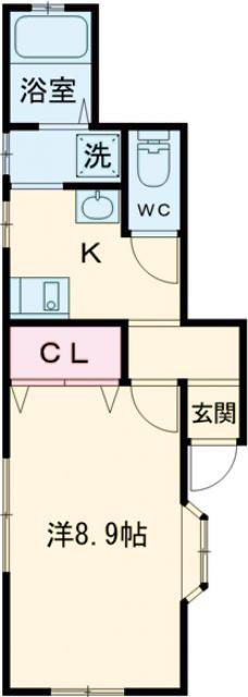 サラティ2(1K/1階)の間取り写真