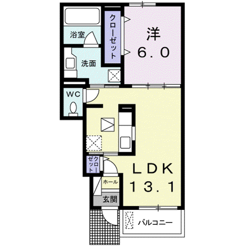 メゾン遙(1LDK/1階)の間取り写真