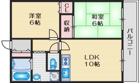 メルデシオン(2LDK/2階)の間取り写真