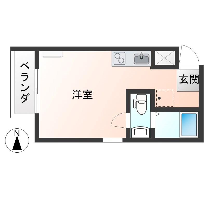 コスモス翔東今泉(ワンルーム/2階)の間取り写真