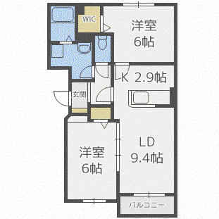フーレビラ(2LDK/4階)の間取り写真