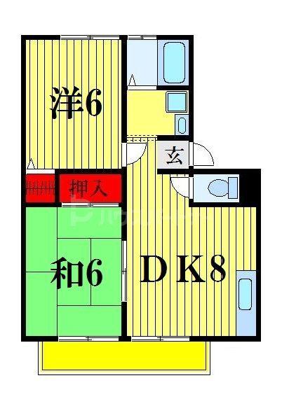 グラーツ西治(2DK/1階)の間取り写真
