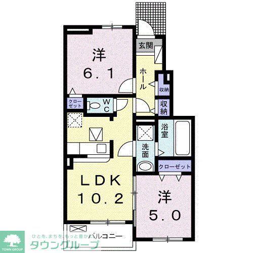 スターブル小和田 I(2LDK/1階)の間取り写真